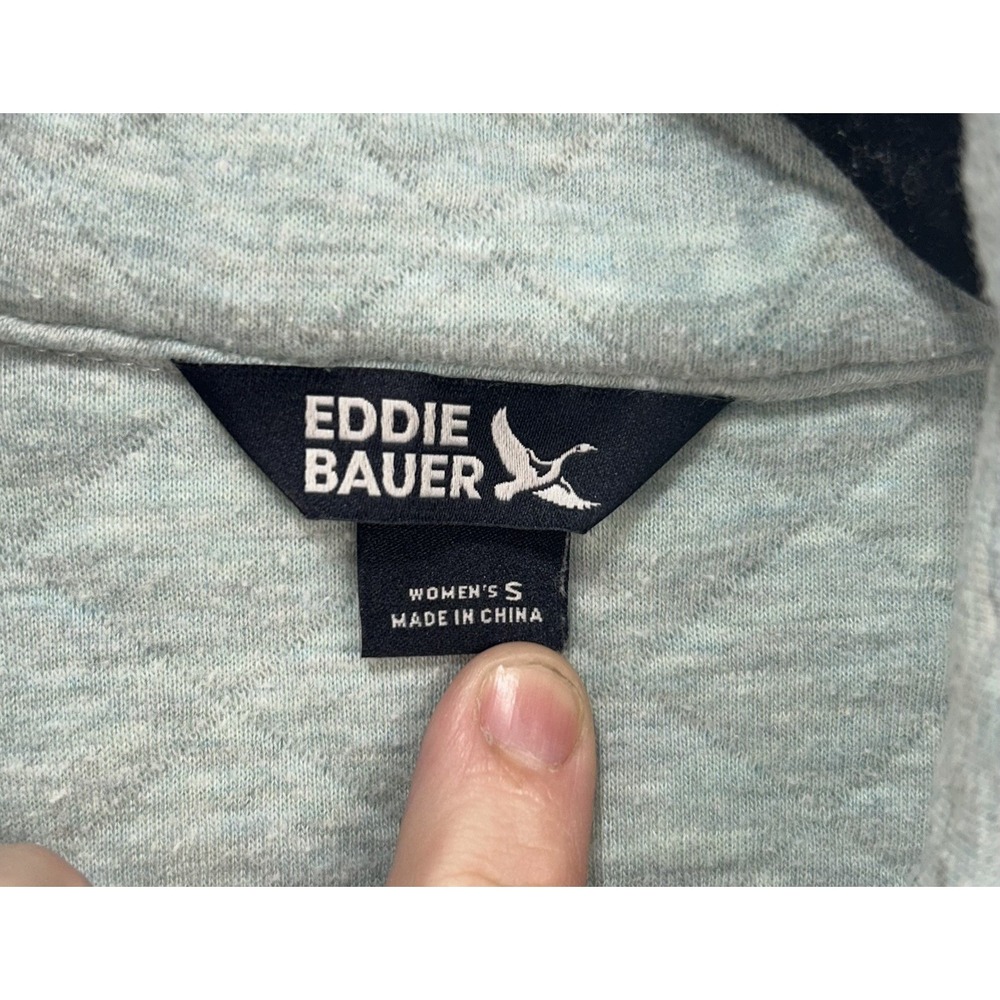 Eddie Bauer Quilted Pullover Womens S Sage Green Snap Sweatshirt Cozy Casual - Picture 3 of 9